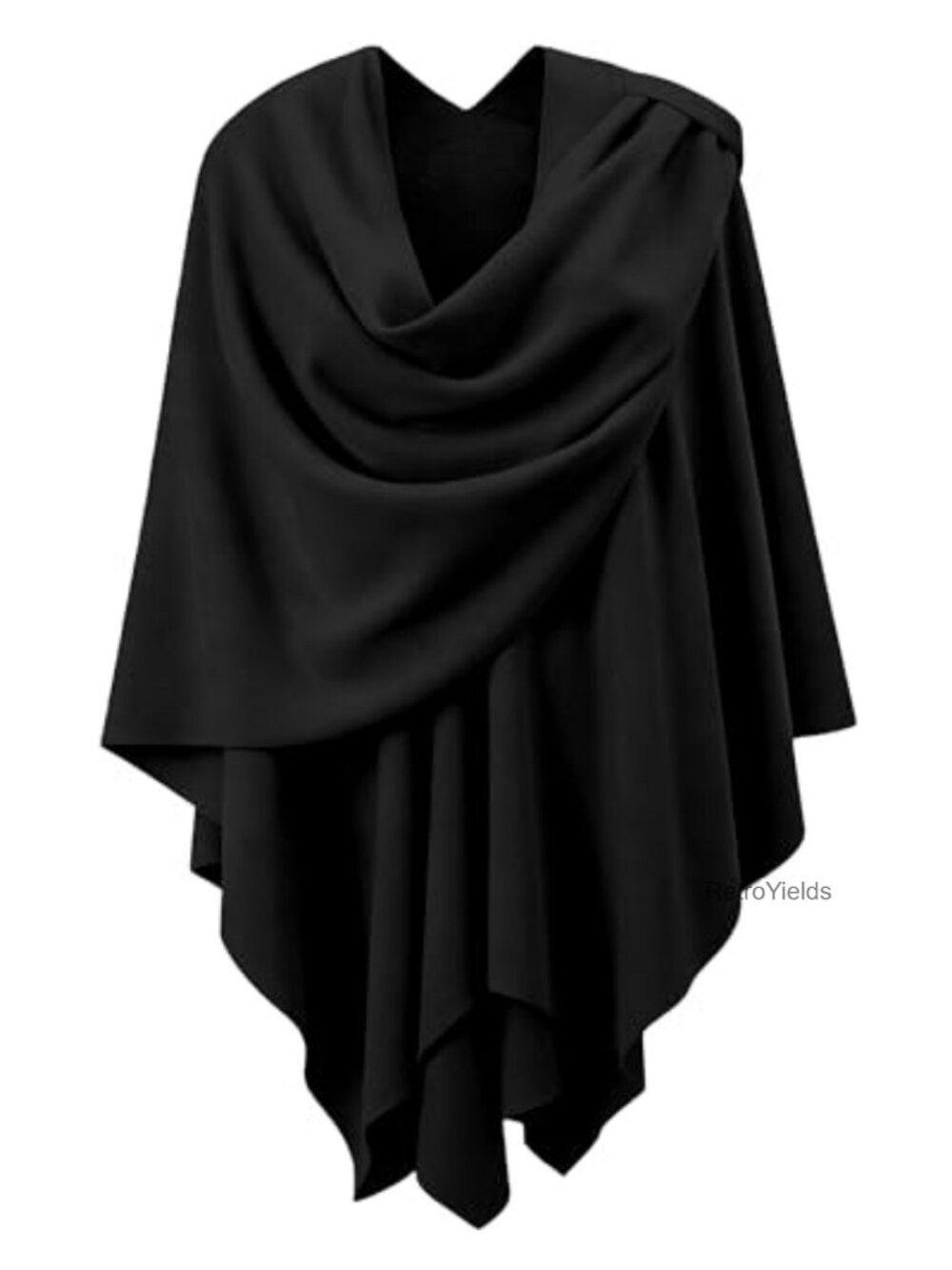 Knit Shawl Wrap Open Front Poncho Sweater Scarf Asymmetrical Hem